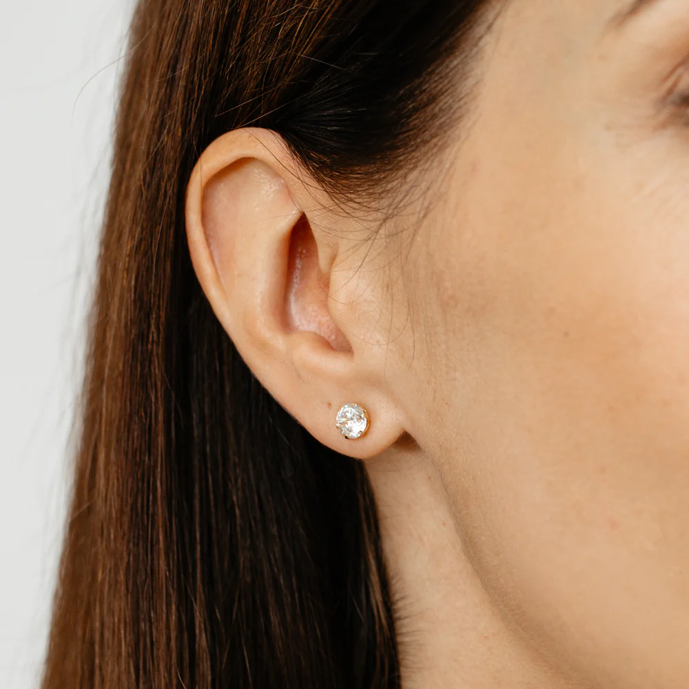 Cubic Zirconia 6mm Stud Earrings in 9ct Yellow Gold - Image 2