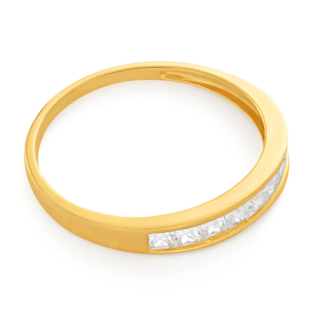 Cubic Zirconia Channel Ring in 9ct Yellow Gold - Image 2