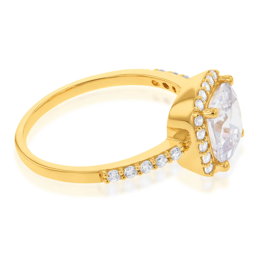 Cubic Zirconia Cushion Cut Ring in 9ct Yellow Gold - Image 2