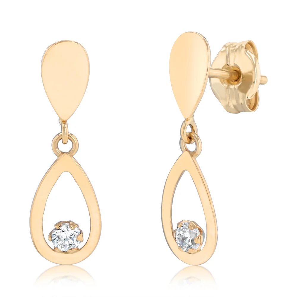 Cubic Zirconia Drop Earrings in 9ct Yellow Gold