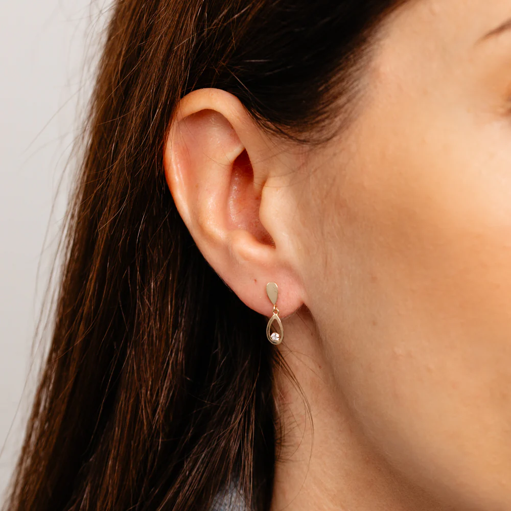 Cubic Zirconia Drop Earrings in 9ct Yellow Gold - Image 2