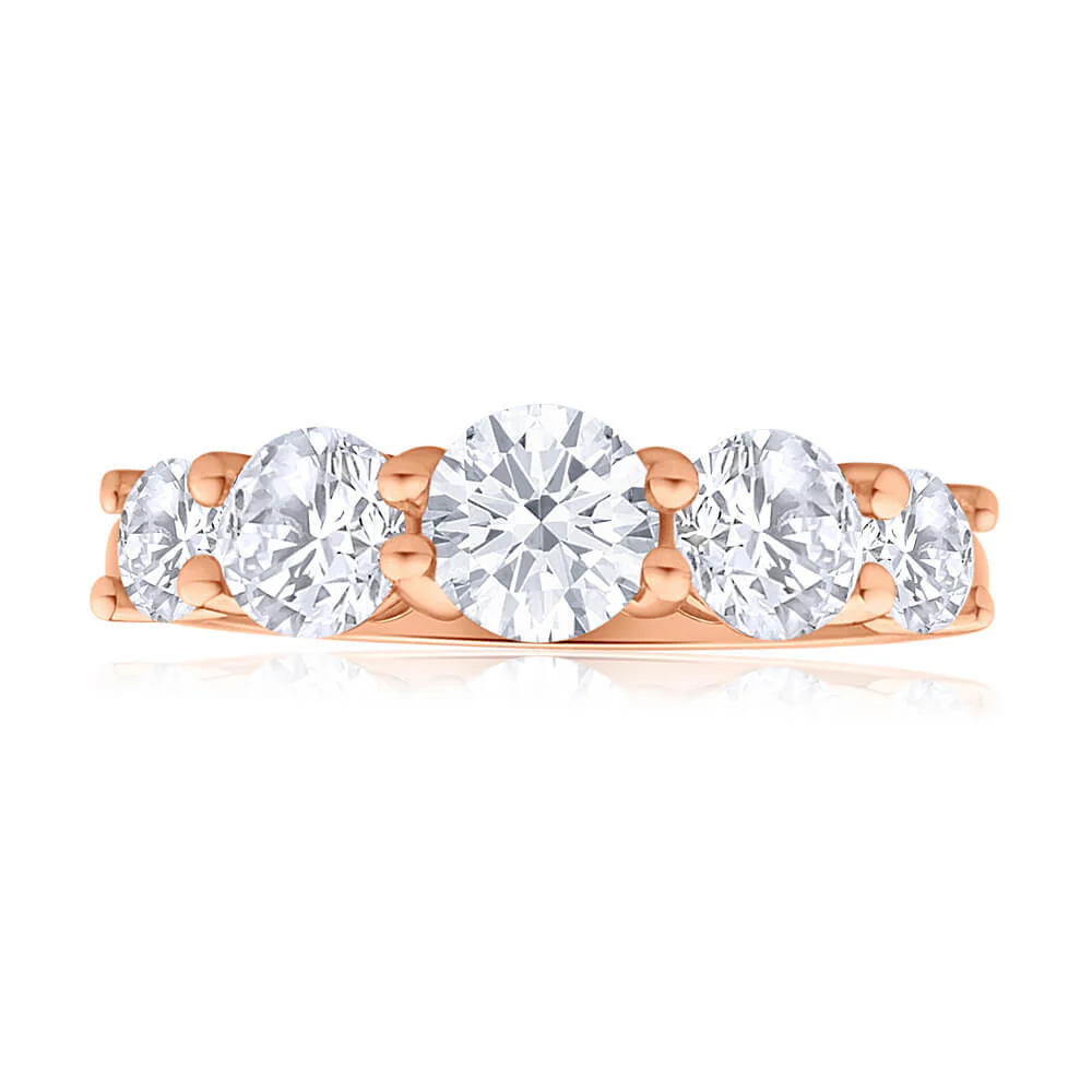 Cubic Zirconia 'Esther' Ring 9ct Rose Gold