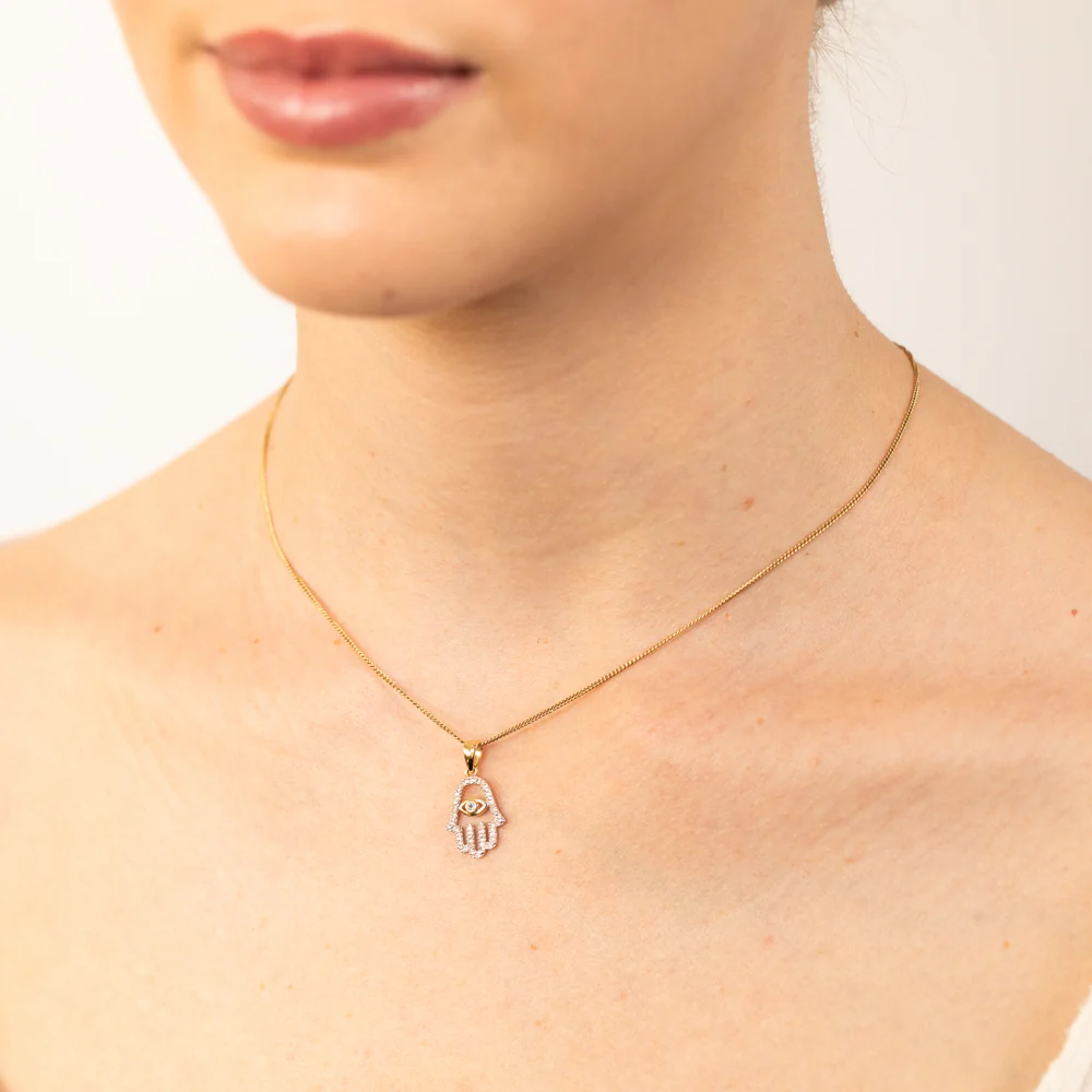 Cubic Zirconia Evil Eye Pendant in 9ct Yellow Gold - Image 2