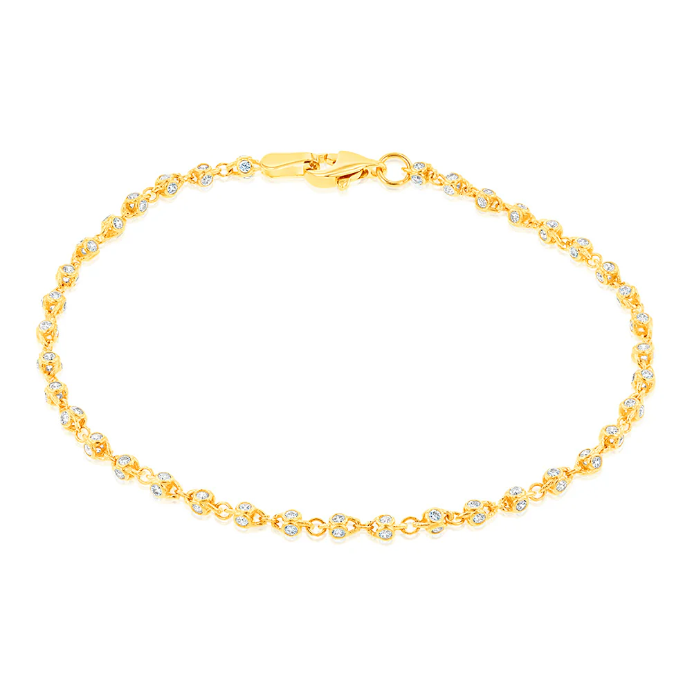 Cubic Zirconia Fancy 19cm Bracelet in 9ct Yellow Gold