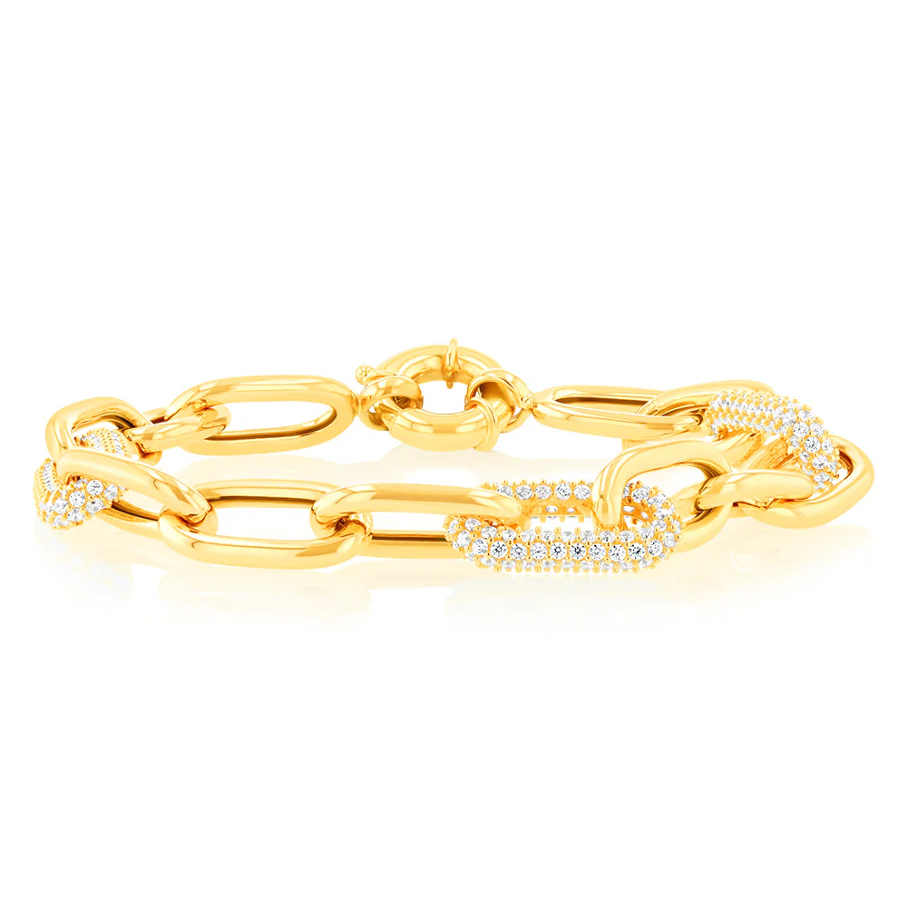 Cubic Zirconia Fancy Bracelet in 9ct Yellow Gold