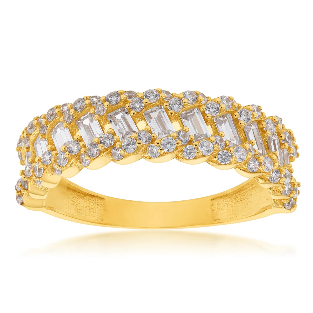Cubic Zirconia Fancy Mesh Ring in 9ct Yellow Gold