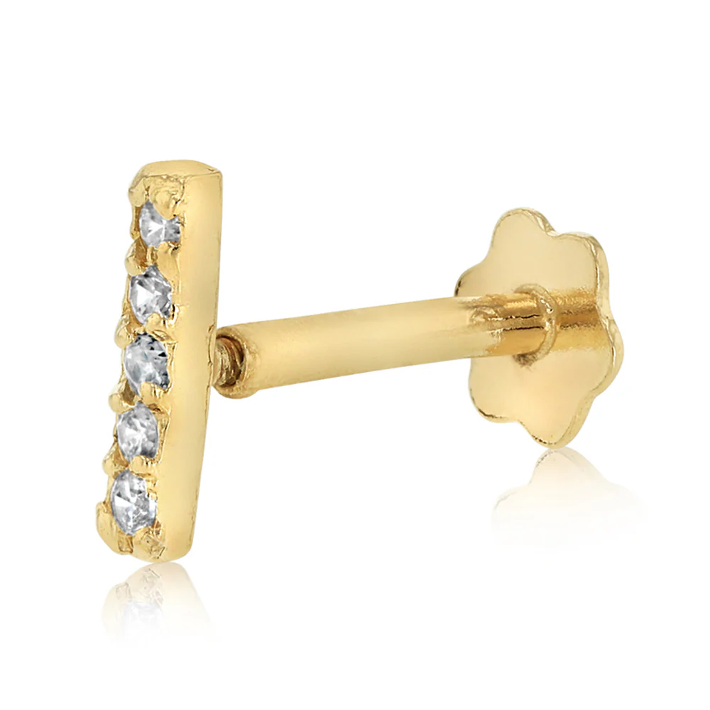 Cubic Zirconia Flatback Nose Piercing in 9ct Yellow Gold - Image 2