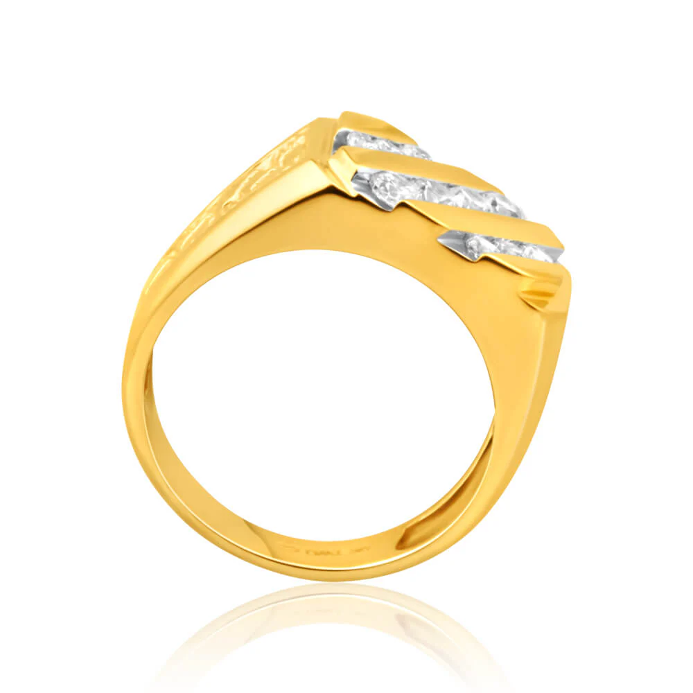 Cubic Zirconia Gents Ring in 9ct Yellow Gold - Image 2