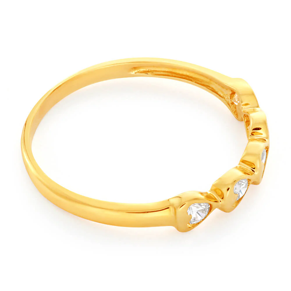Cubic Zirconia Heart Ring in 9ct Yellow Gold - Image 2