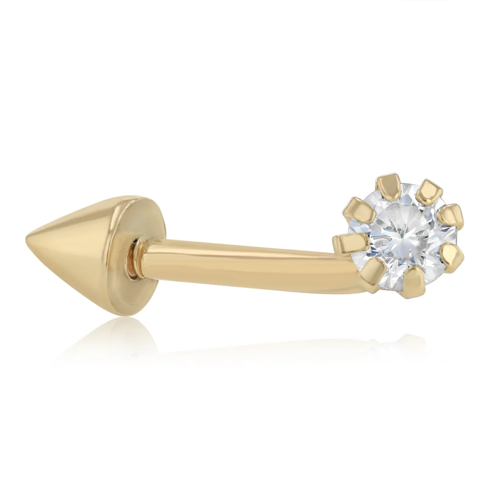 Cubic Zirconia Nose Piercing in 9ct Yellow Gold