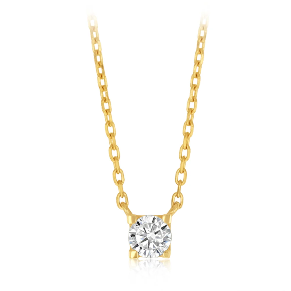 Cubic Zirconia on Adjustable 40-42cm Necklace in 9ct Yellow Gold Chain