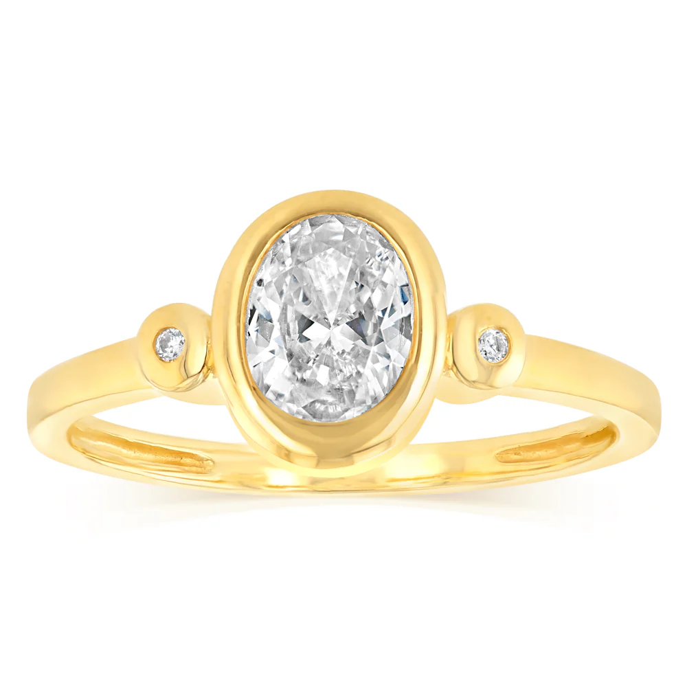Cubic Zirconia Oval Shaped Ring in 9ct Yellow Gold