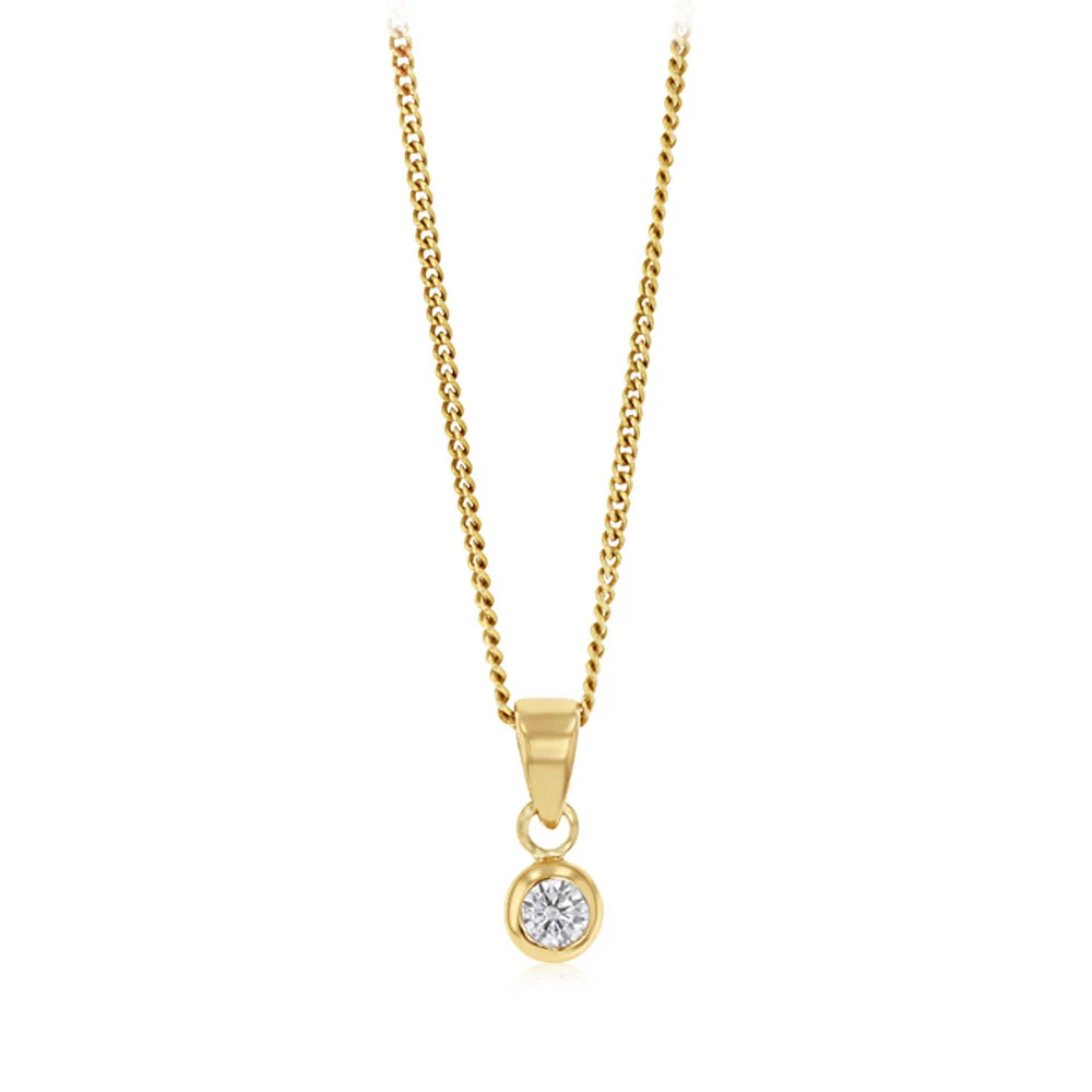 Cubic Zirconia Pendant in 9ct Yellow Gold