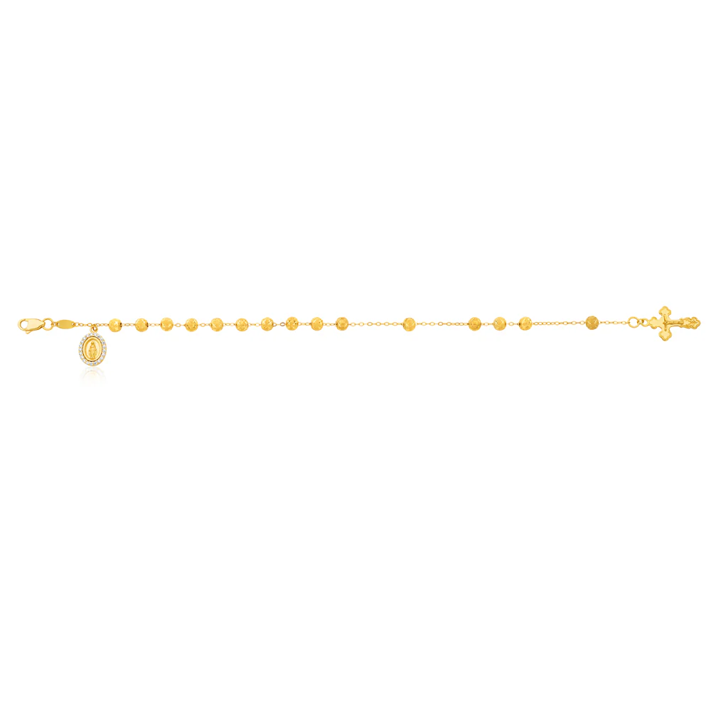 Cubic Zirconia Rosary 19cm Bracelet in 9ct Yellow Gold - Image 2