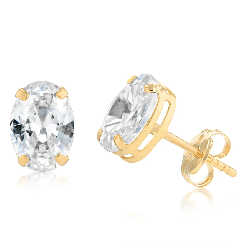 Cubic Zirconia Stud Earrings in 9ct Yellow Gold