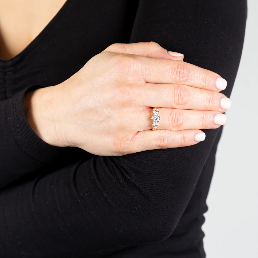 Cubic Zirconia Trilogy Ring in 9ct Yellow Gold - Image 3