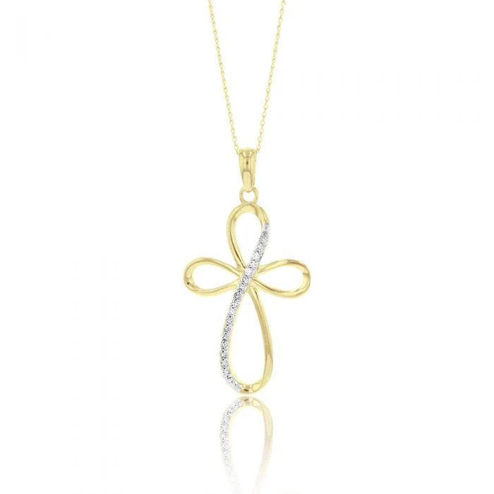 Diamond Cross Pendant on Chain in 9ct Gold