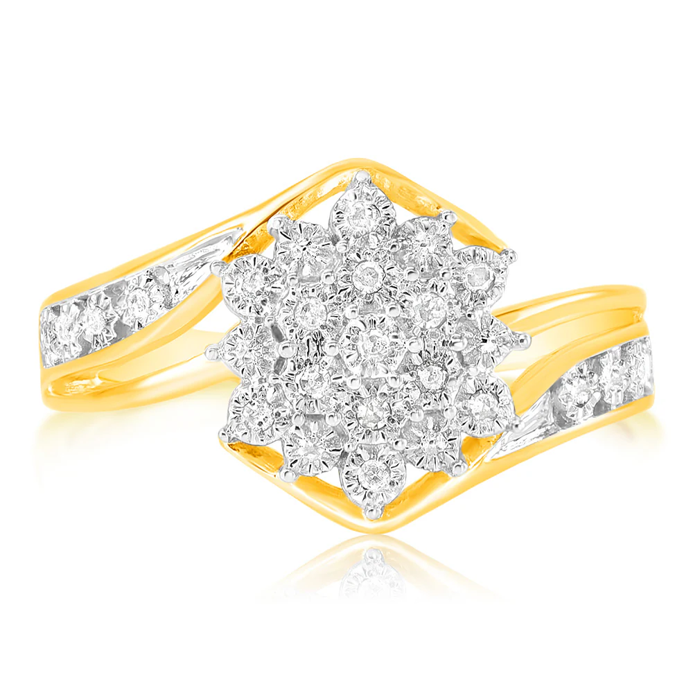 Diamond Dress Ring in 9ct Yellow Gold