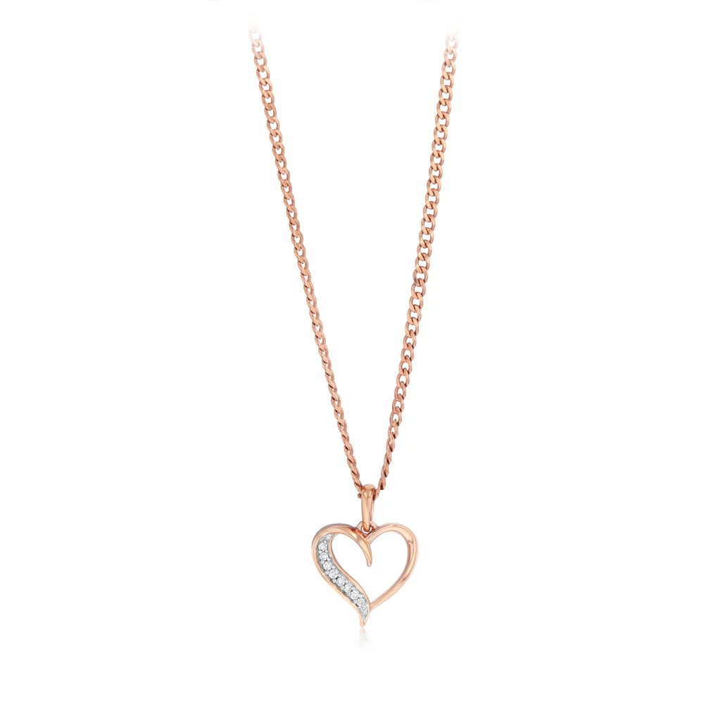 Diamond Heart Pendant in 9ct Rose Gold