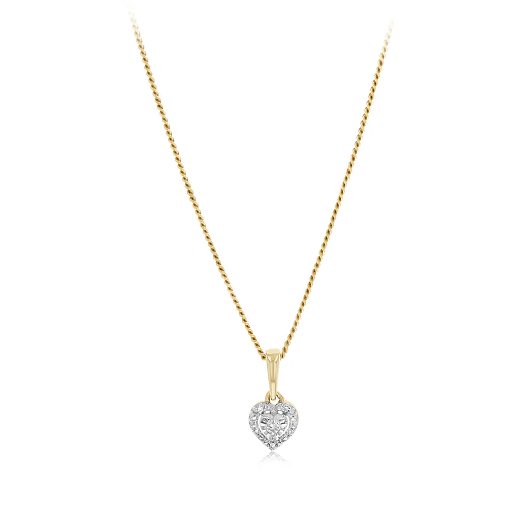 Diamond Heart Pendant in 9ct Yellow Gold