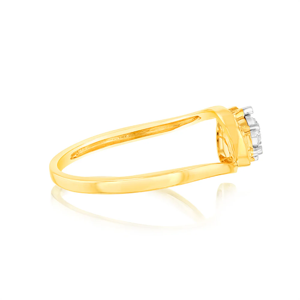 Diamond Pear Cluster Ring with 7 Round Brilliant Diamonds in 9ct Yellow Gold - Image 2