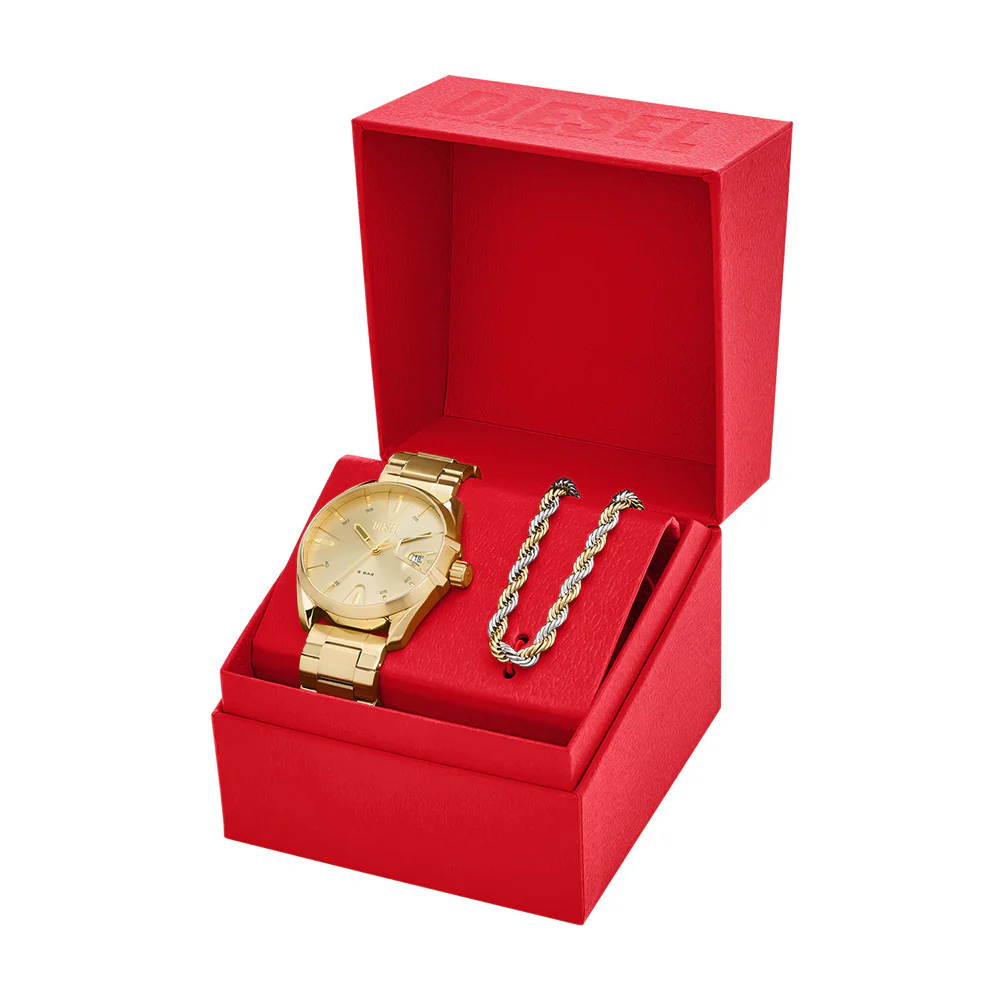 Diesel DZ2163SET MS9 Gold Tone Mens Watch with Necklace - Image 4