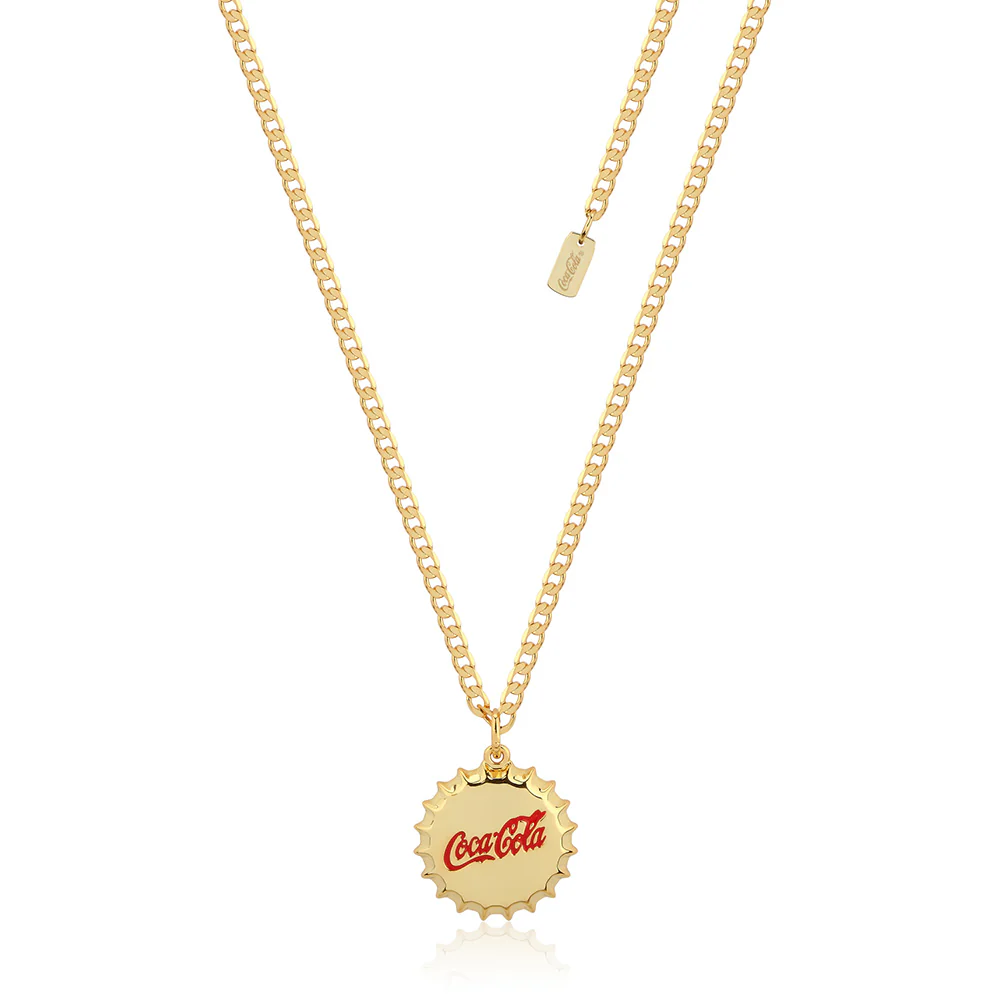 Disney Gold Plated Stainless Steel Coca Cola Bottle Cap 50+5cm Flat Curb Chain