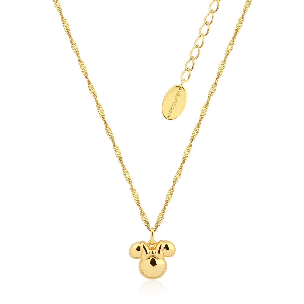 Disney Gold Plated Stainless Steel Minnie Mouse Pendant With 45+7cm Twist chain
