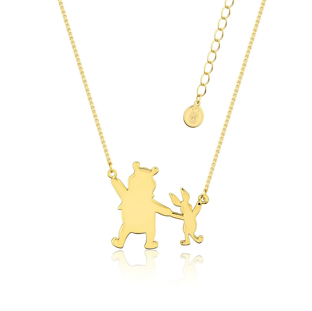 Disney Gold Plated Winnie The Pooh + Piglet Pendant on 45+7cm Chain