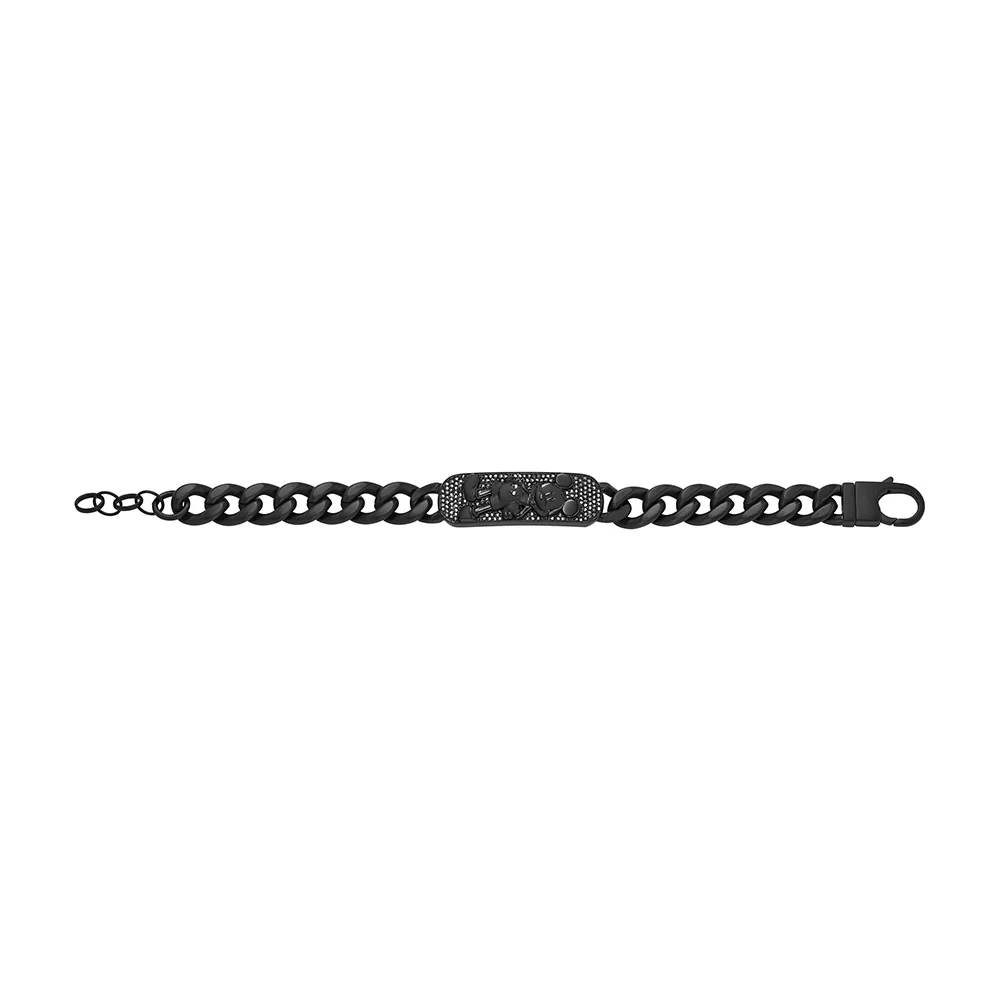 Disney Mickey Mouse Black Tone Stainless Steel Plaque ID Bracelet 100th Disney Anniversary - Image 4