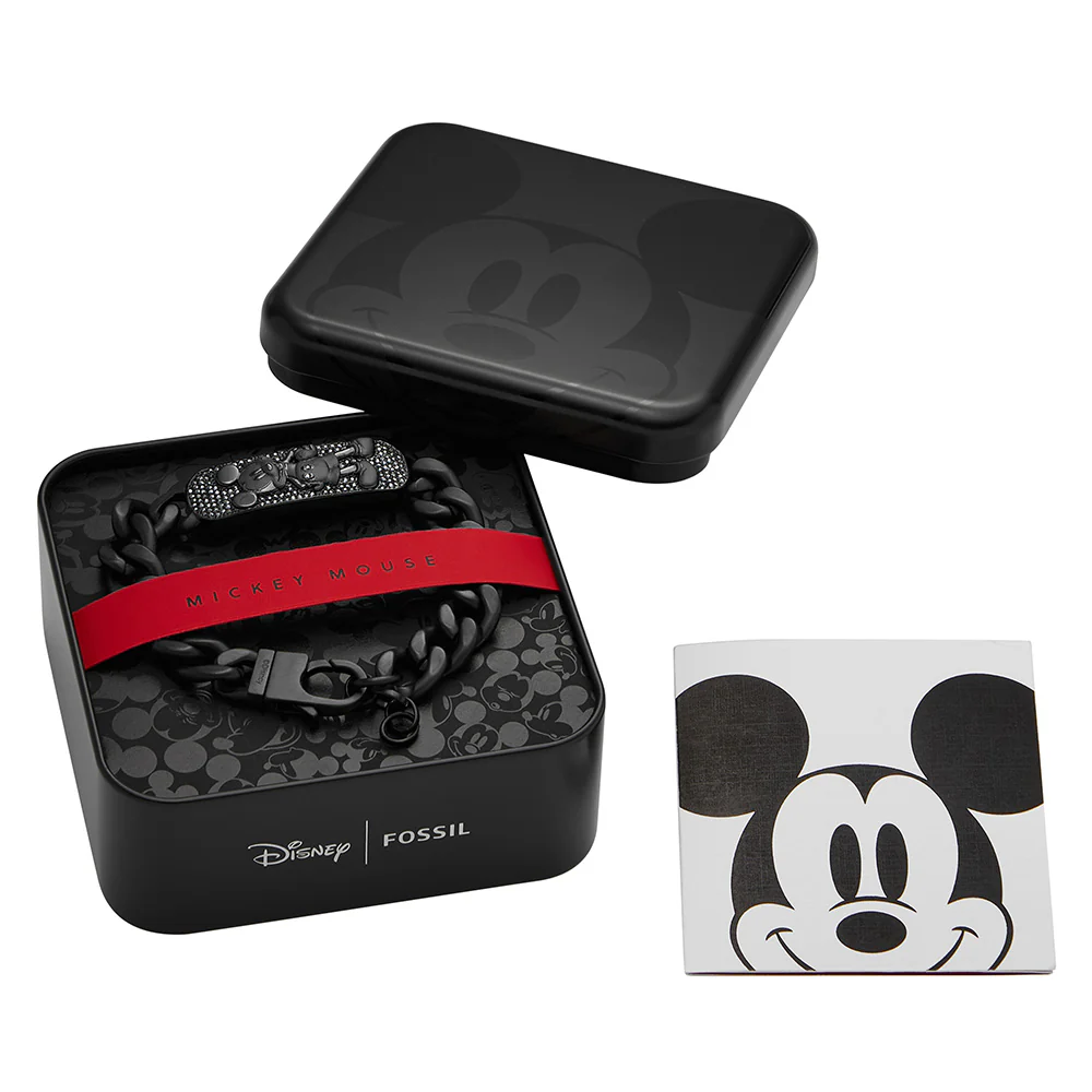 Disney Mickey Mouse Black Tone Stainless Steel Plaque ID Bracelet 100th Disney Anniversary - Image 5