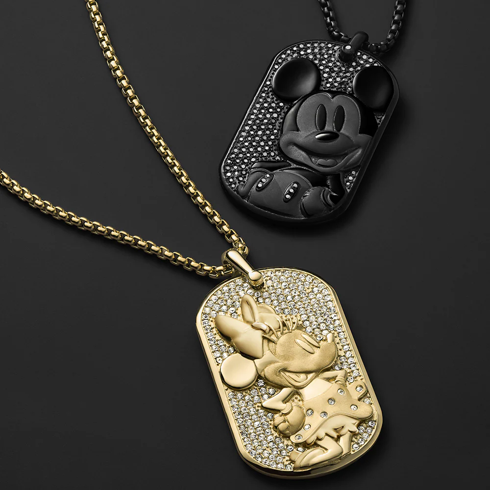 Disney Minnie Mouse Glass Crystal Pave Glitz Dogtag Pendant On Chain 100th Disney Anniversary - Image 12