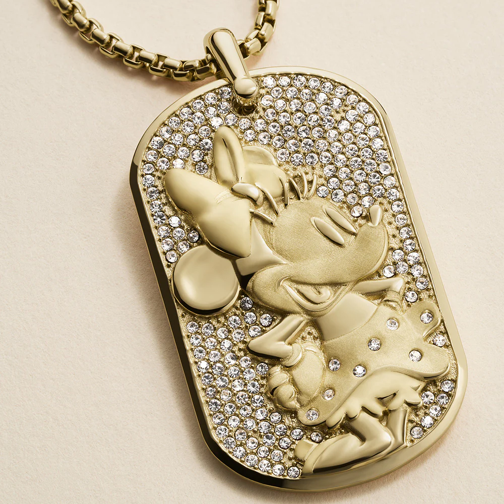 Disney Minnie Mouse Glass Crystal Pave Glitz Dogtag Pendant On Chain 100th Disney Anniversary - Image 17