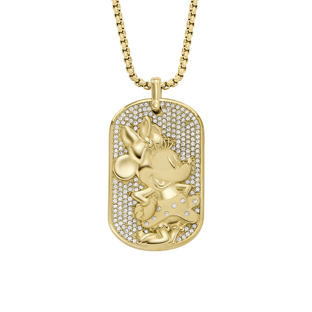 Disney Minnie Mouse Glass Crystal Pave Glitz Dogtag Pendant On Chain 100th Disney Anniversary - Image 7
