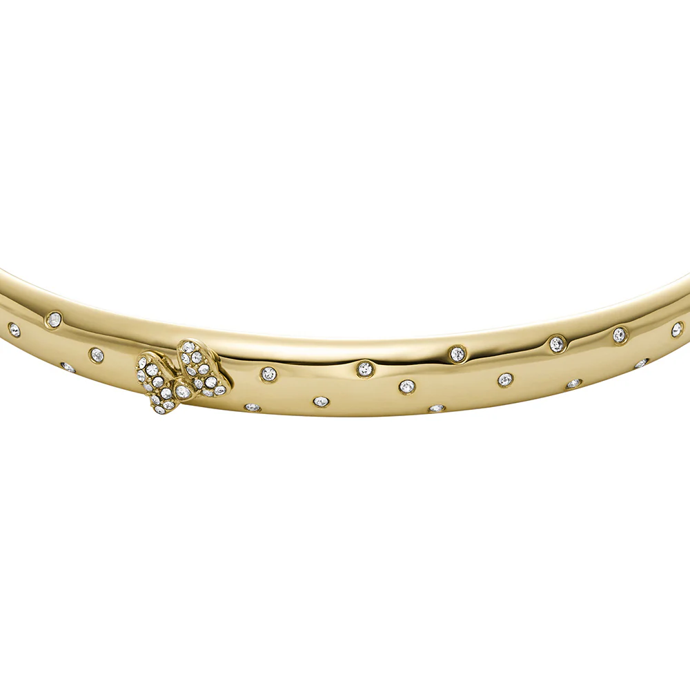 Disney Minnie Mouse Gold Plated Stainless Steel Glass Crystal Bow Bangle 100th Disney Anniversary - Image 6