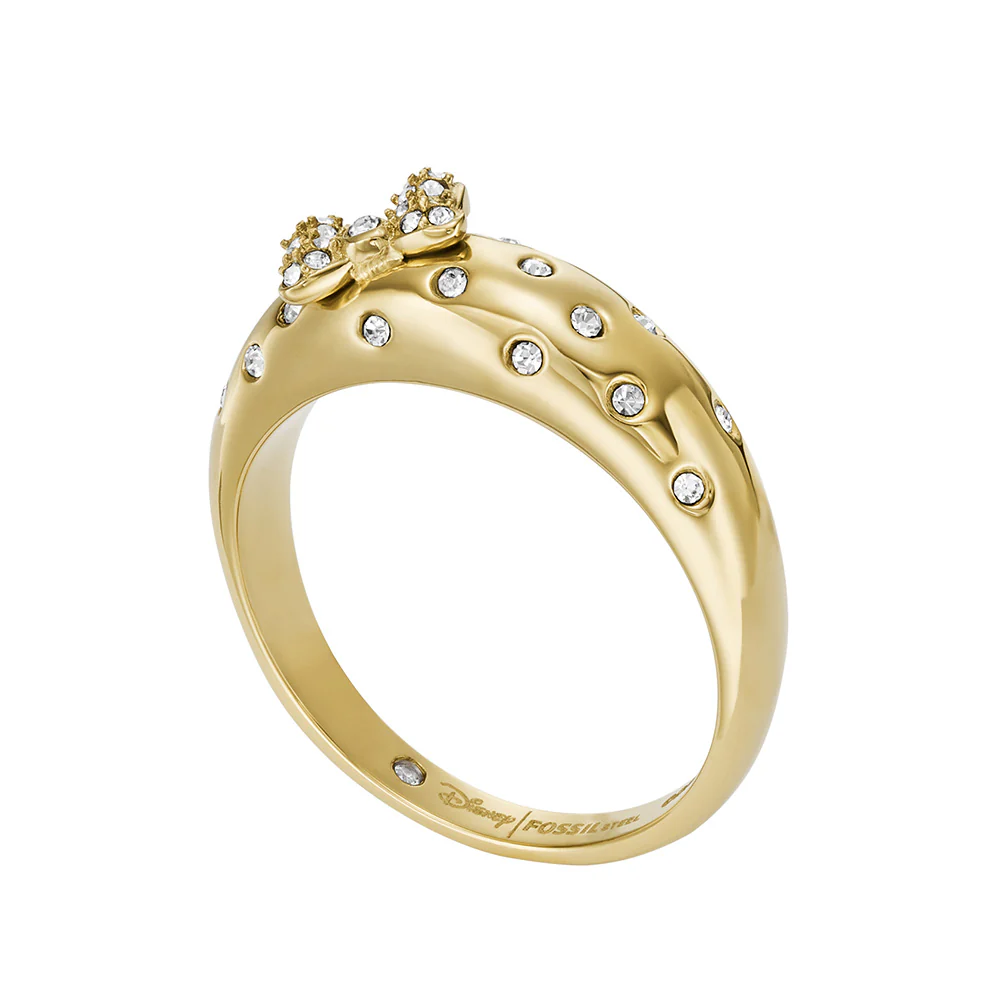 Disney Minnie Mouse Gold Plated Stainless Steel Glass Crystal Bow Domed Ring 100th Disney Anniversary - Image 9