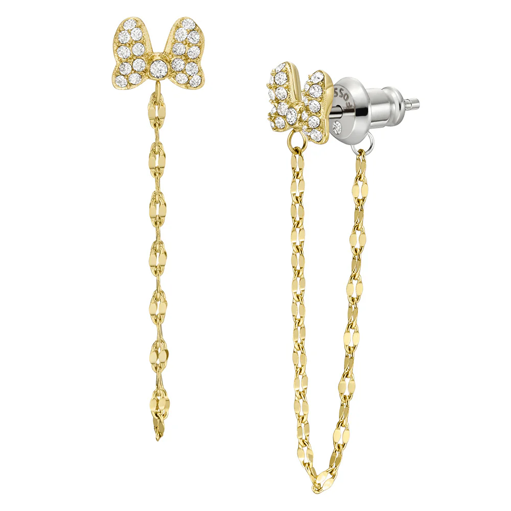 Disney Minnie Mouse Gold Plated Stainless Steel Glass Crystal Front Back Earrings 100th Disney Anniversary - Image 5