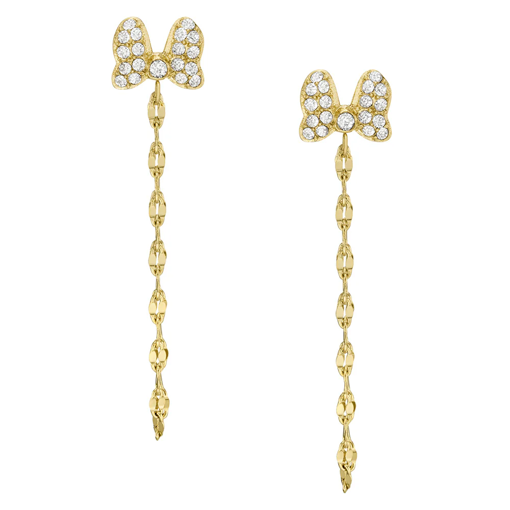 Disney Minnie Mouse Gold Plated Stainless Steel Glass Crystal Front Back Earrings 100th Disney Anniversary - Image 6