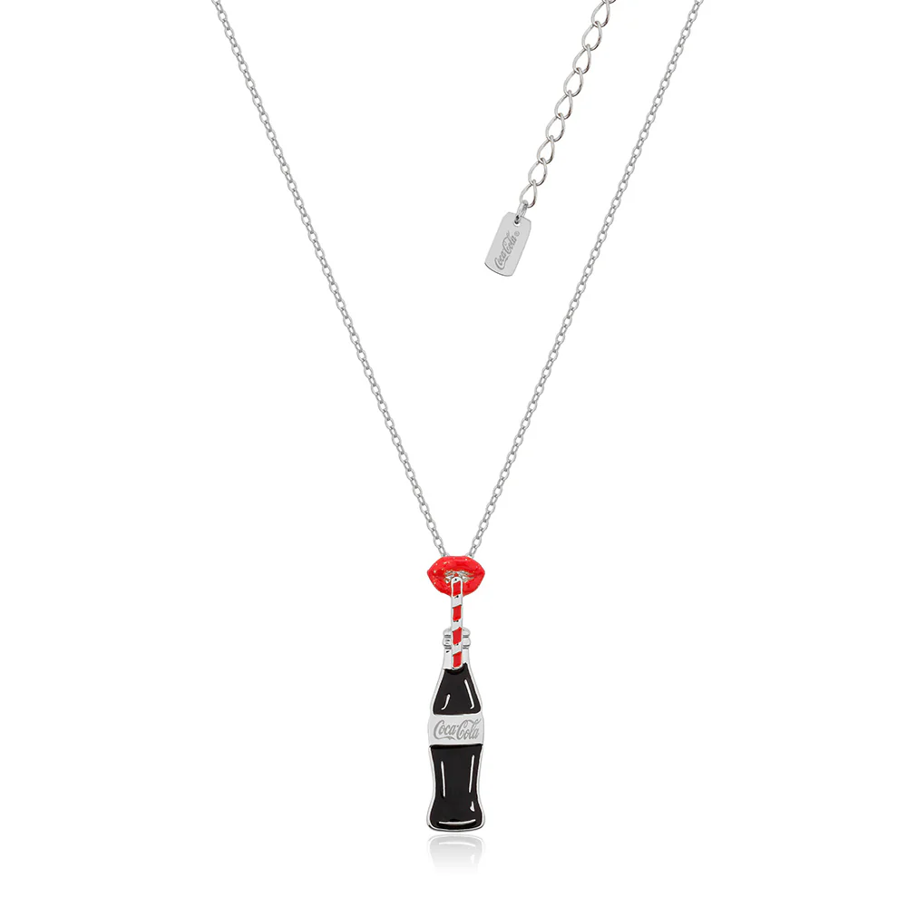 Disney White Gold Plated Stainless Steel Coca Cola Lips 45+7cm Chain