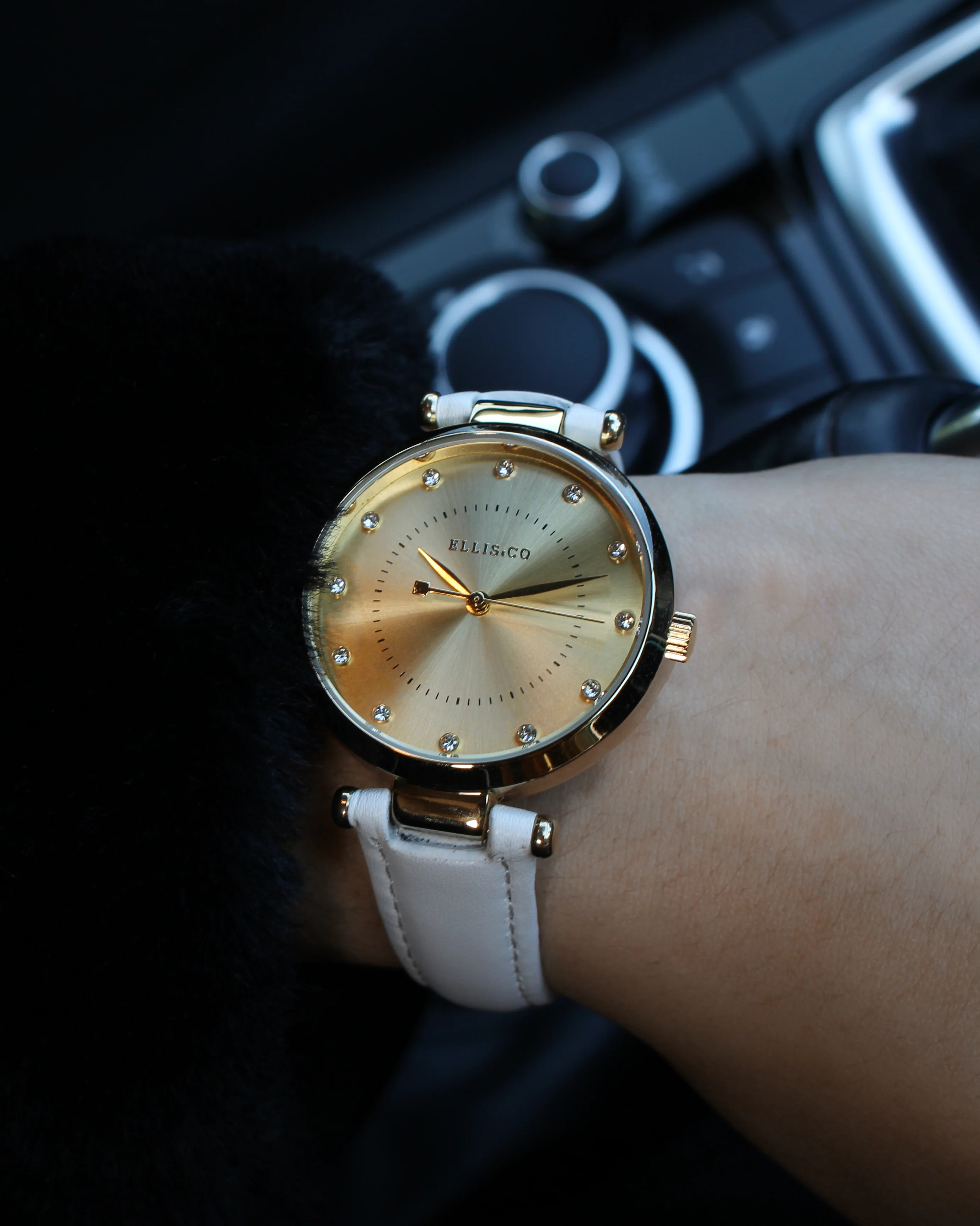 Ellis & Co Amelia Crystal Set White Leather Womens Watch - Image 2