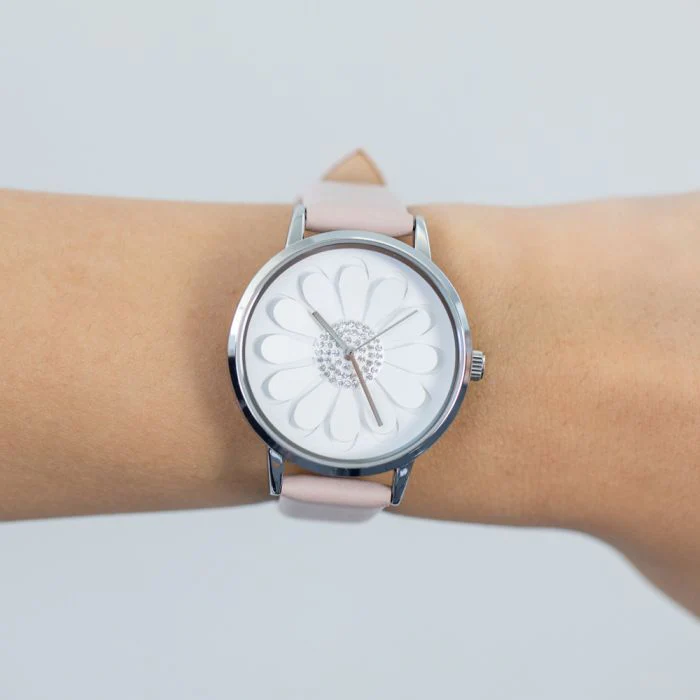 Ellis & Co 'Ella' Nude Leather With Silver Tone Face Women's Watch - Image 2