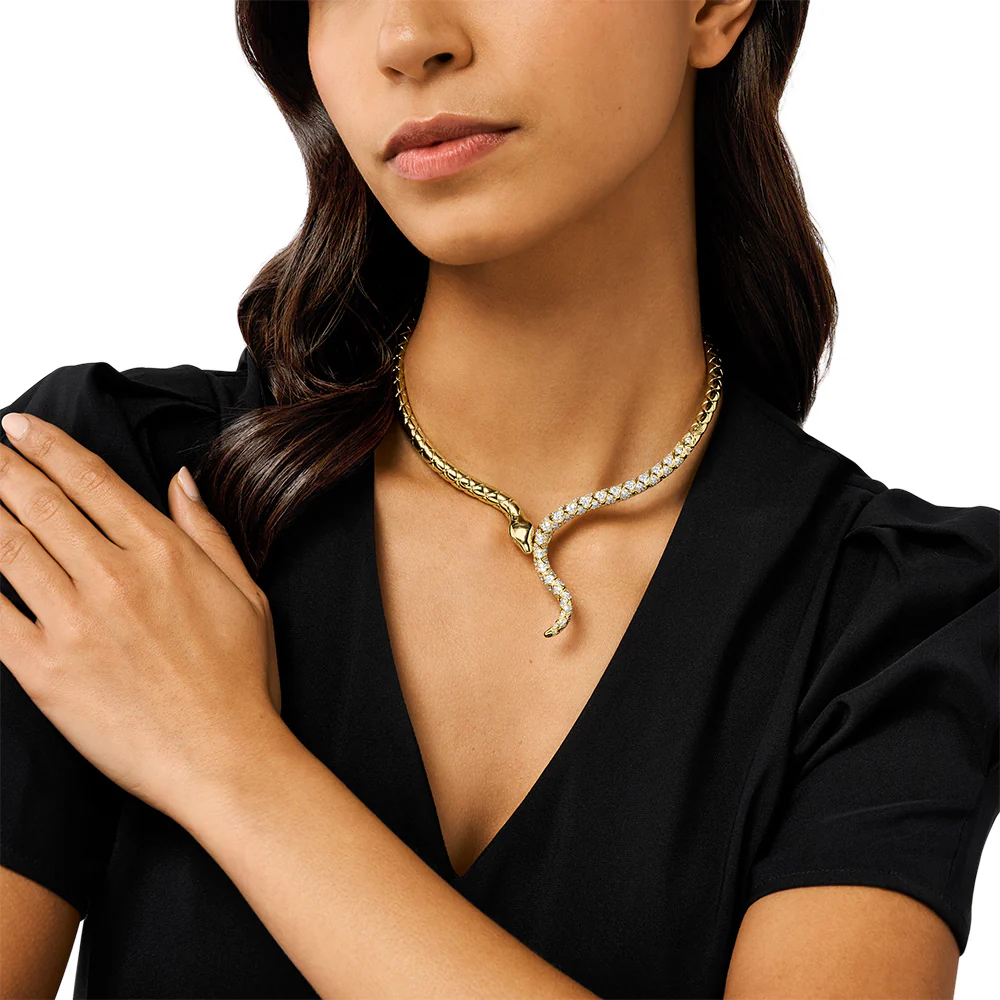 Emporio Armani Gold Plated Brass Cubic Zirconia Snake Chain - Image 3
