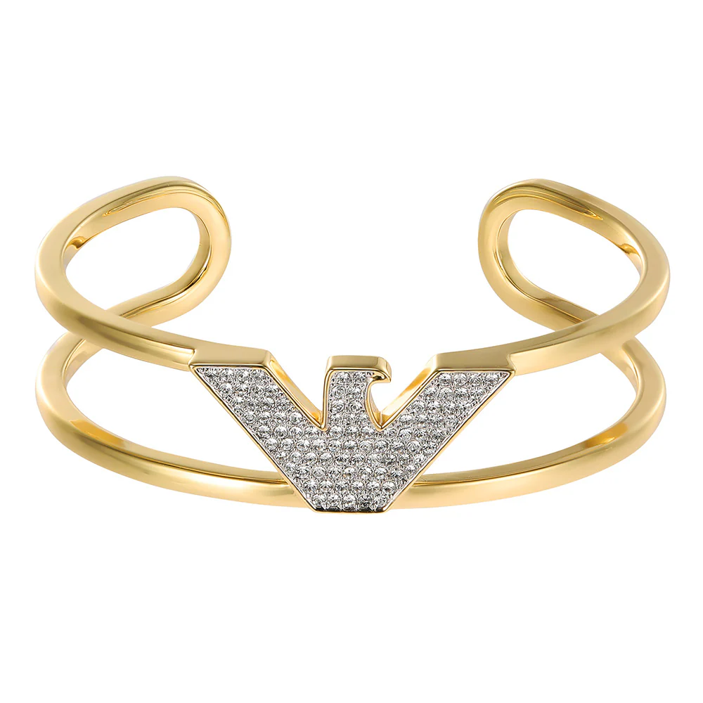 Emporio Armani Gold Plated Brass Fashion Cuff Bangle