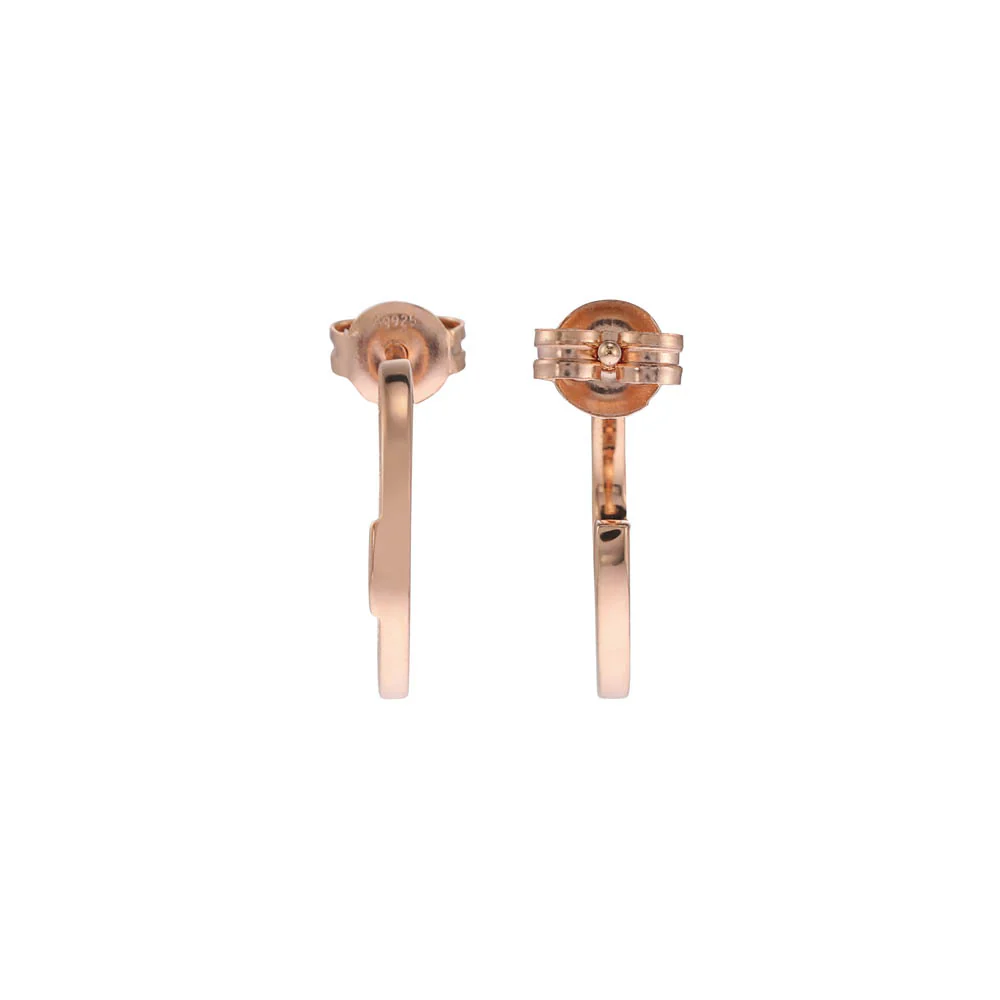 Emporio Armani Rose Gold Plated Sterling Silver Key Basics CZ Hoop Earrings - Image 3
