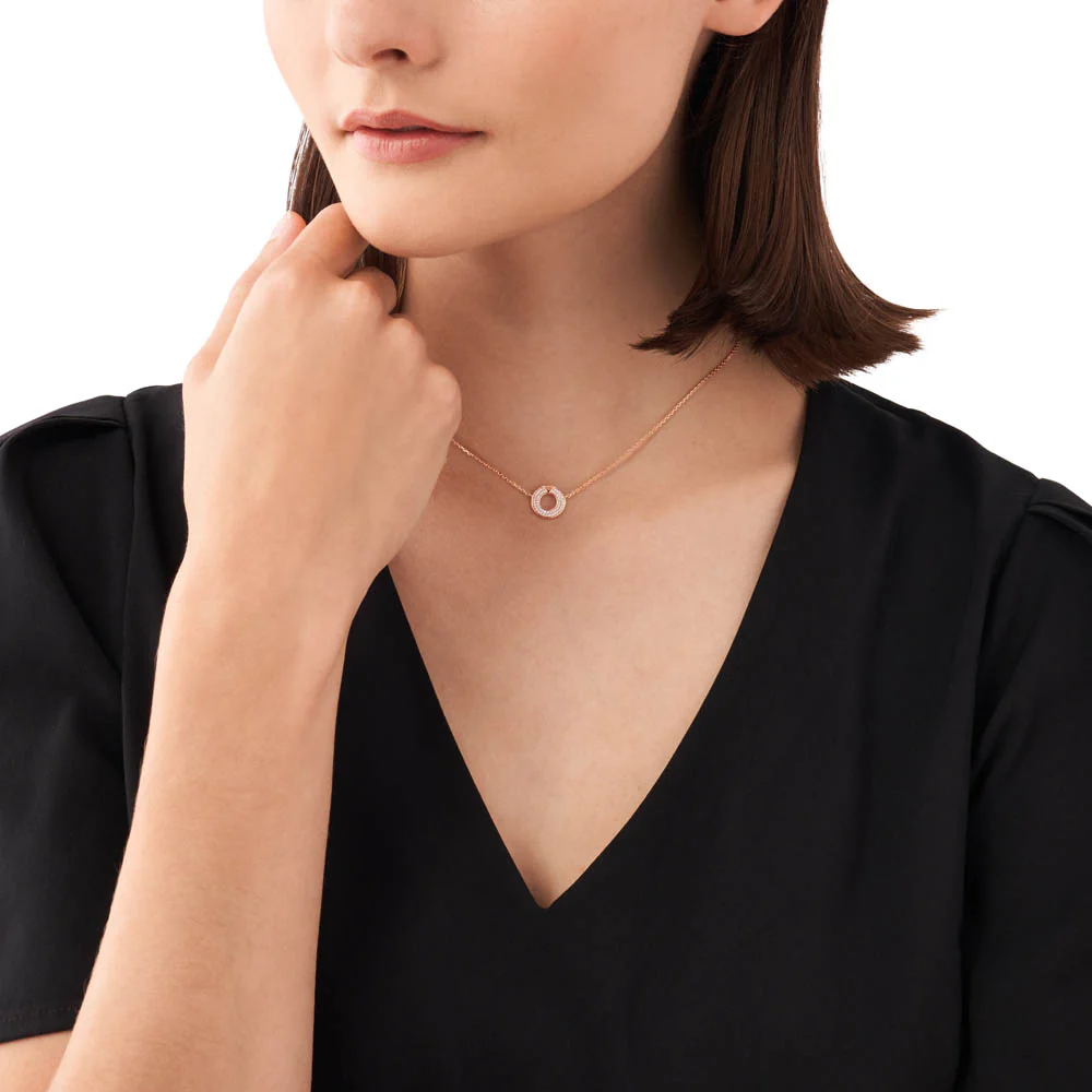 Emporio Armani Rose Gold Plated Sterling Silver Key Basics CZ Pendant On Chain - Image 5