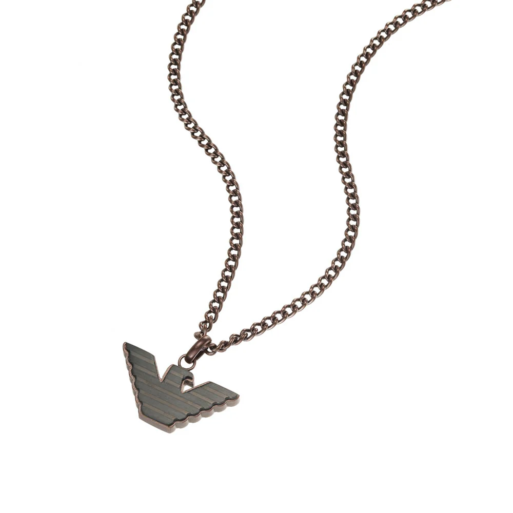 Emporio Armani Stainless Steel Brown And Black Pendant On Chain - Image 3
