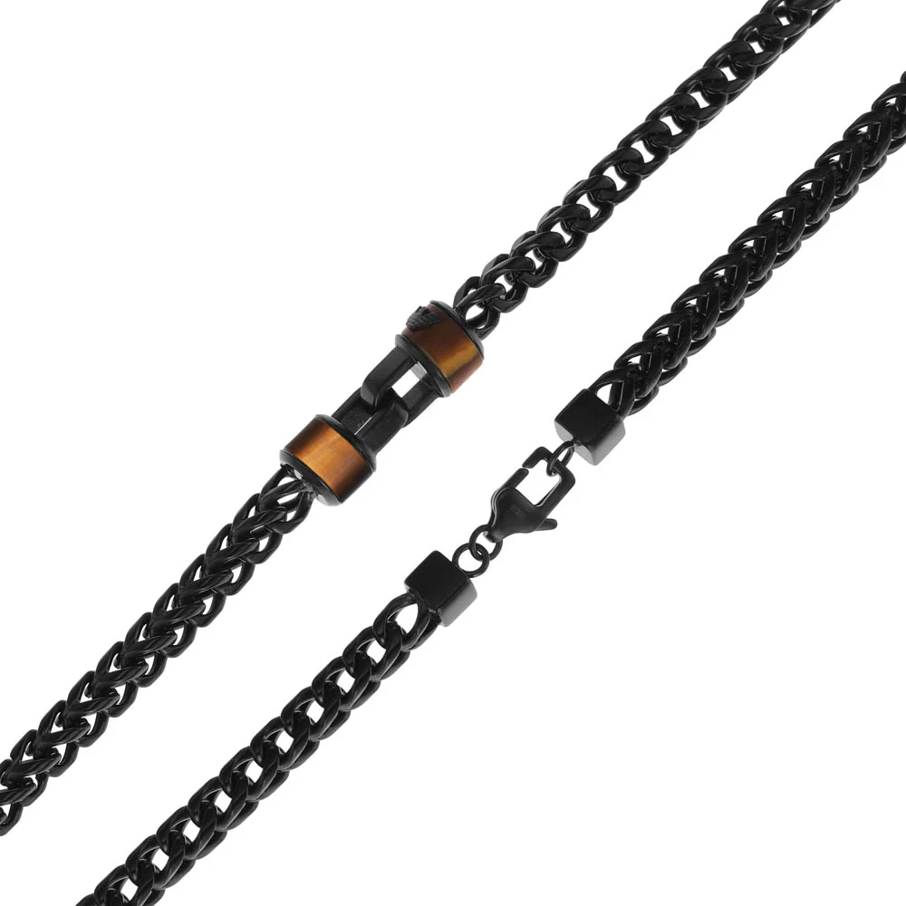 Emporio Armani Stainless Steel Brown Tiger's Eye Chain - Image 4