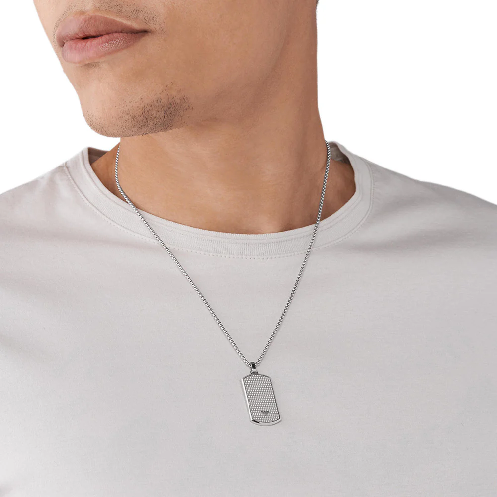 Emporio Armani Stainless Steel Dog Tag Pendant With Chain - Image 6