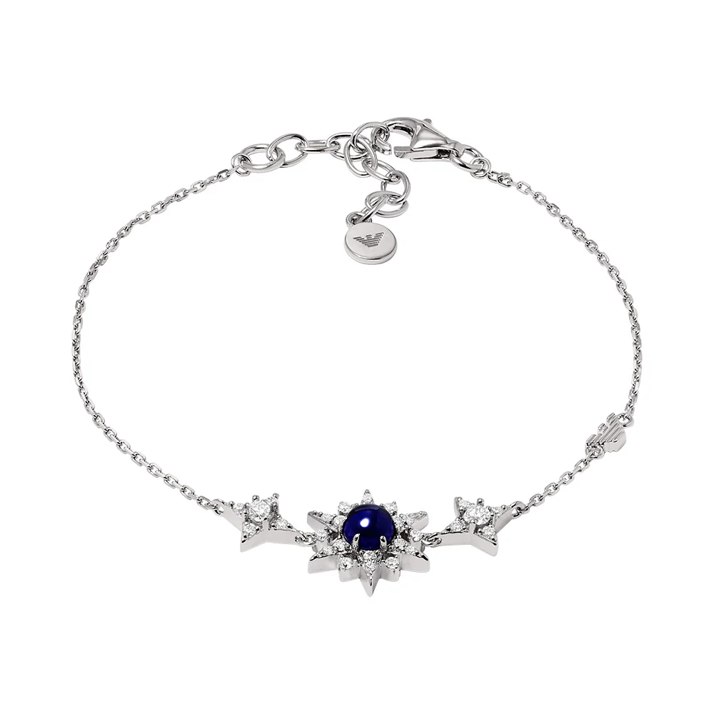 Emporio Armani Sterling Silver Starry Night Zirconia & Blue Stone Pave Bracelet