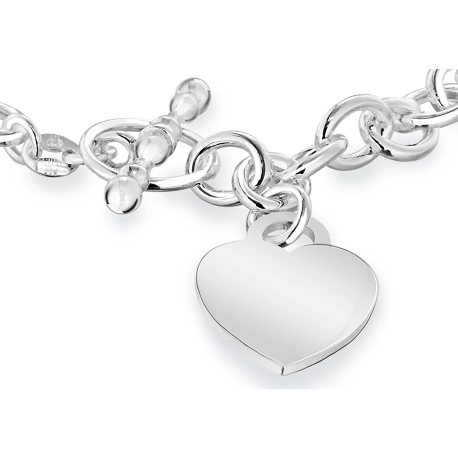 Engravable Heart Oval Belcher 19cm Bracelet in Sterling Silver - Image 2